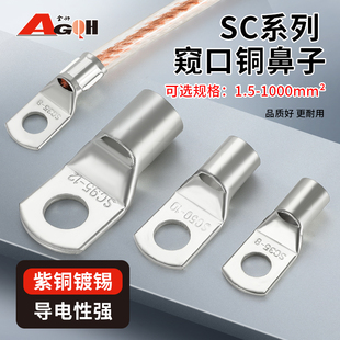 国标SC窥口线鼻子线耳紫铜冷压接线端子铜鼻子铜接头冷压端子