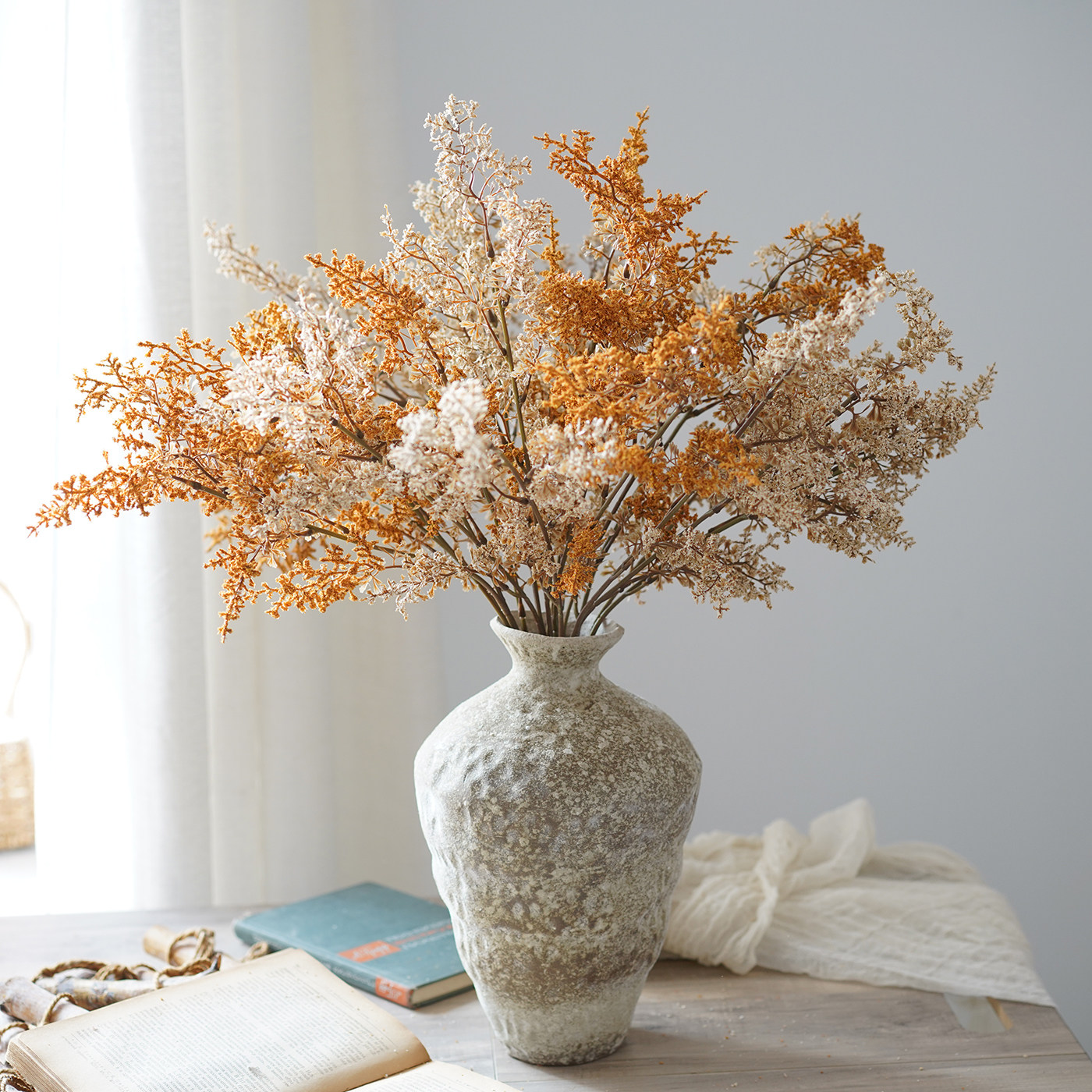 诧寂风油画雾凇仿真花氛围感室内装饰场景拍摄道具餐桌高级感摆件,家居饰品,仿真花/假花,淘宝优惠券,粉丝福利购,淘宝优惠卷