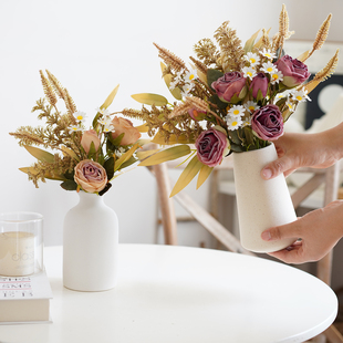 INS仿真干花小雏菊玫瑰手札花束假花摆设客厅餐桌茶几花艺装饰品