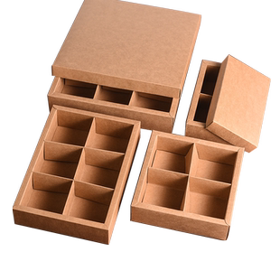 月饼包装盒天地盖隔断多格九宫格礼品盒子牛皮纸盒礼盒长方形分格