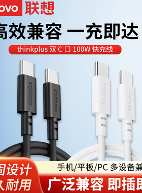 联想/thinkplus原装Type-c转Type-c电源线100W笔记本电脑雷电usb-c充电转换线口红电源搭档