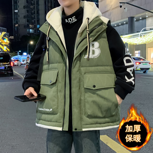 秋冬季 羽绒棉马甲男孩13初中学生背心马夹15岁青少年大童加厚外套