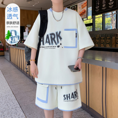 青少年短袖t恤男孩夏季套装初高中学生衣服大童男装运动短裤一套