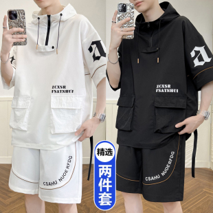 冰丝短袖 15岁初高中学生14大童夏季 t恤 男12 13青少年休闲运动套装