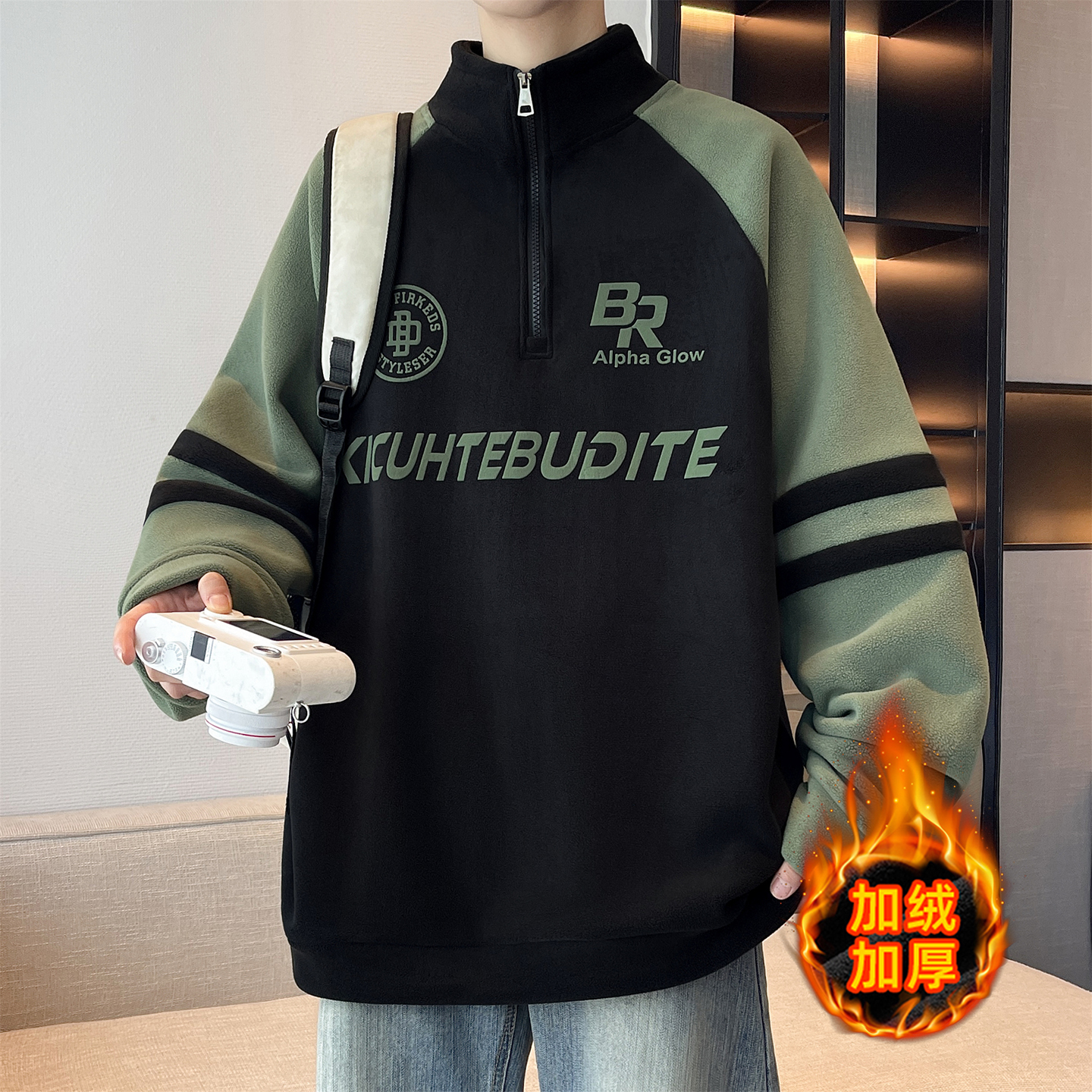 不起球不褪色不缩水奥粒绒卫衣男