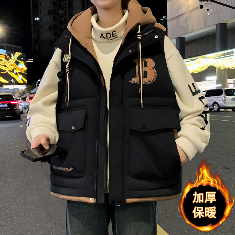 不起球不褪色羽绒棉马甲外套男