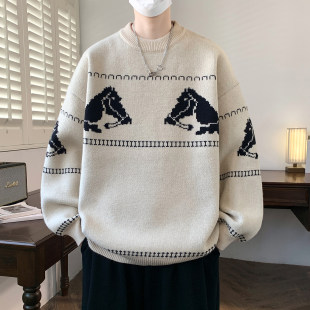 毛衣男孩初中高中学生加厚毛线衣青少年大童打底针织衫 秋冬季 新款