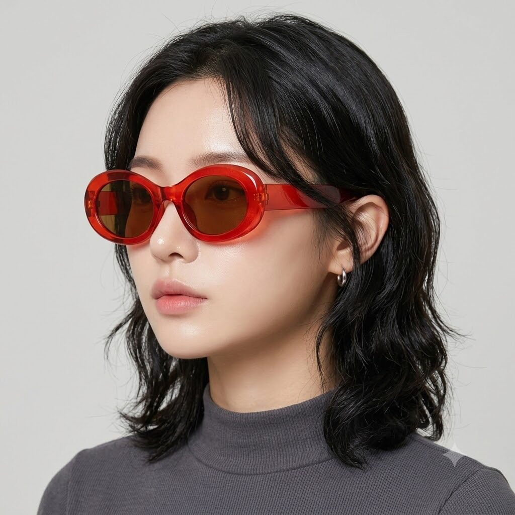 夏季新款网红椭圆形复古潮流眼镜 个性糖果色太阳镜 个性小框时尚