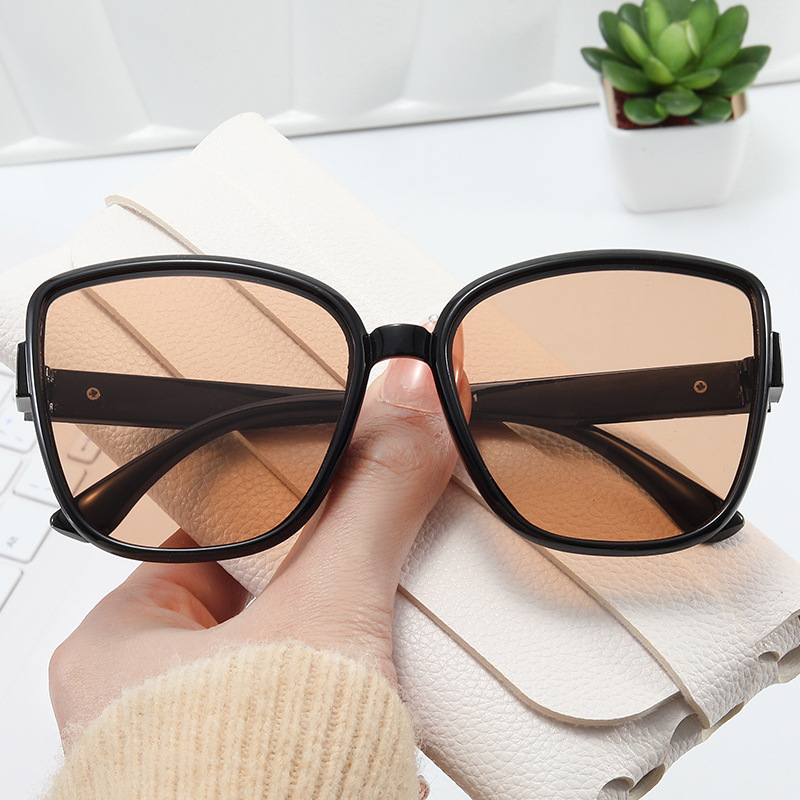茶色防紫外线墨镜女感女士眼镜2024新款大框sunglasses太阳镜