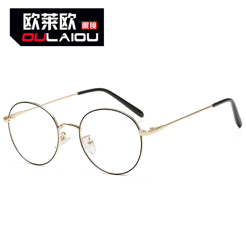 欧莱欧9930复古圆形金属开球近视眼镜架新款平光镜全框架女眼镜框