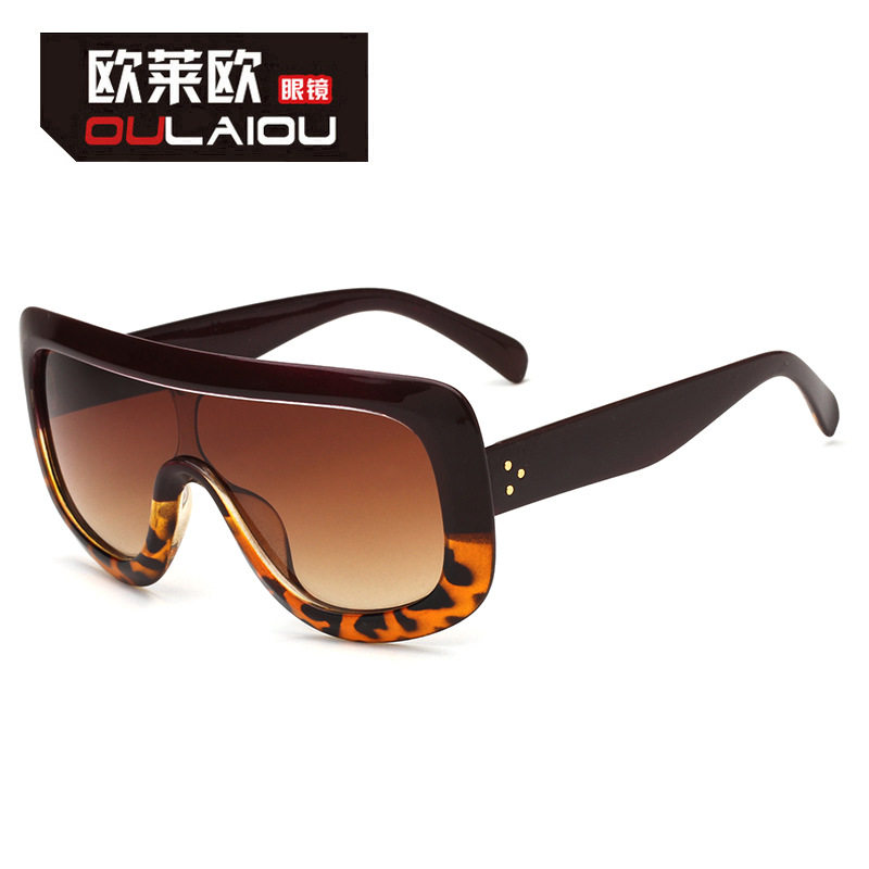 欧莱欧9766太阳镜女士欧美潮流墨镜 大框个性连体蛤蟆镜 女士眼镜
