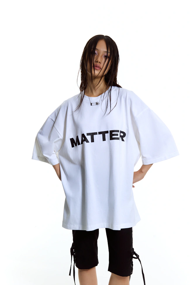 泰国潮牌 matter makers 白色纯棉宽松男友风短袖 orm同款