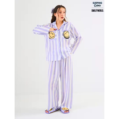 泰国小众品牌 sleeping cloud环保材质条纹长袖睡衣家居服套装