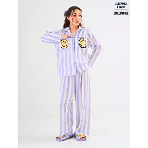 泰国小众品牌 sleeping cloud环保材质条纹长袖睡衣家居服套装