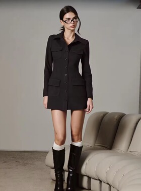 泰国潮牌 quince 纯色长袖衬衣裙