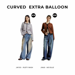 泰国潮牌 jw100 wara复古做旧水洗宽松阔腿牛仔裤