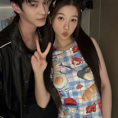 黑色dog蓝格吊带连衣裙虞书欣款