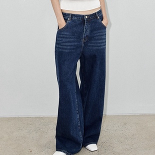 lingling同款 boyfriend男友风直筒深蓝牛仔裤 twotwice 泰国潮牌