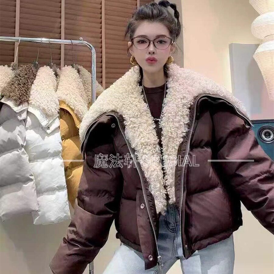 大翻领短款面包服女小个子保暖
