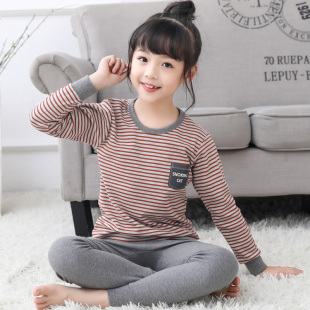 全棉学生打底秋冬薄款 女孩线衣线裤 儿童内衣套装 女童纯棉秋衣秋裤