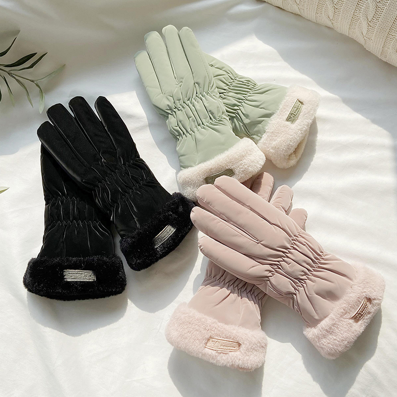 冬季可触屏保暖棉手套女