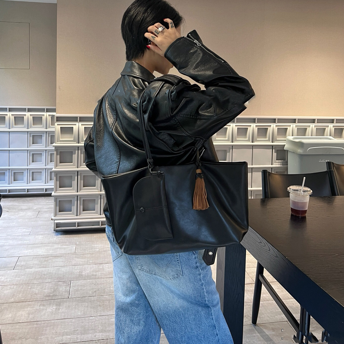 高级感油蜡皮托特包女2025新款大容量通勤单肩手提包水桶子母包包,箱包皮具/热销女包/男包,通用款女包,淘宝优惠券,粉丝福利购,淘宝优惠卷