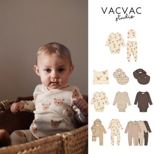 VACVAC 小熊牛角包印花婴儿童包屁衣连体衣哈衣爬服帽子 AW25新款