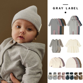 荷兰Gray 帽子鞋 Label秋冬新款 婴幼儿童柔软纯色包屁衣连体衣开衫