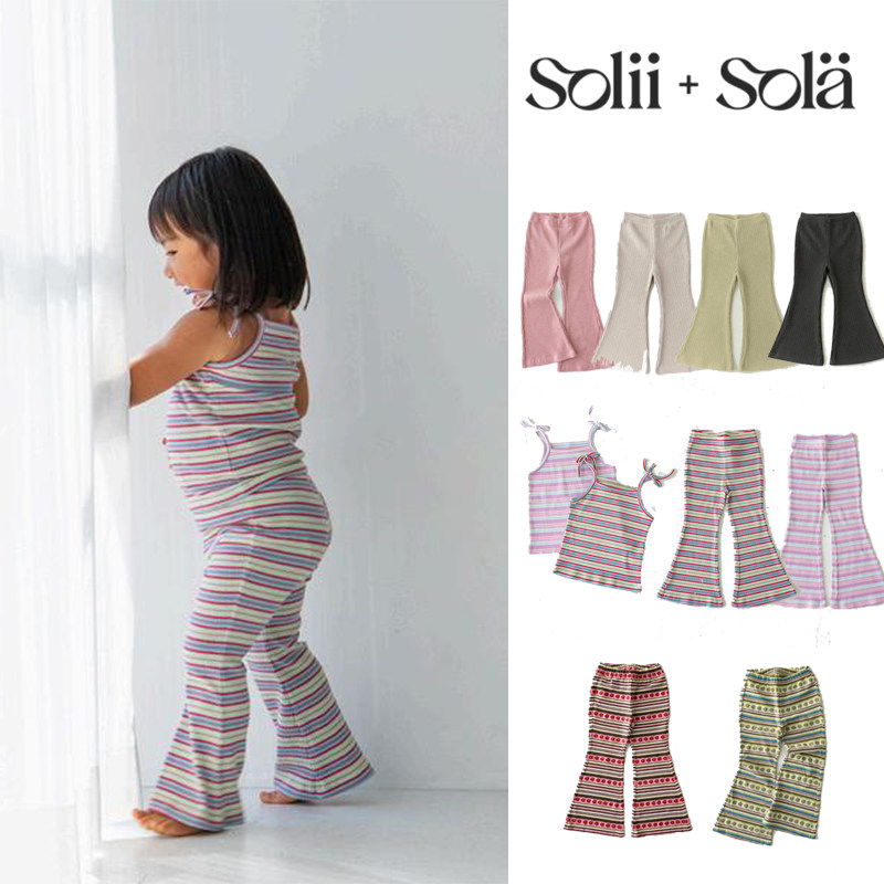 日本Pippi Lotta Solii Sola春夏26SS新款现货女童喇叭裤弹力长裤