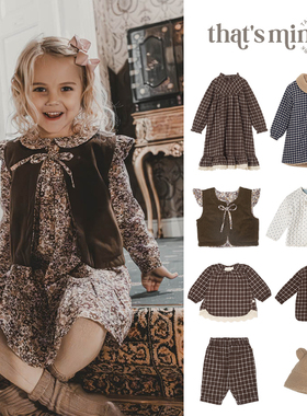 到手5折That's Mine AW24秋冬新款儿童格纹套装保暖外套马甲衬衫