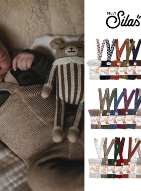 现货上新Silly silas 举重裤经典款儿童纯棉背带连裤袜纯色百搭