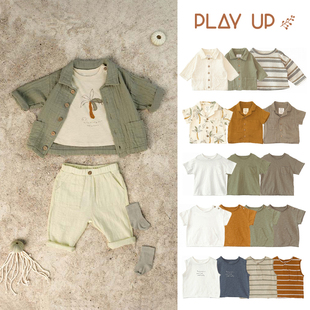 上衣春夏休闲无袖 Play 婴幼儿童短袖 经典 T恤纯色透气男女百搭