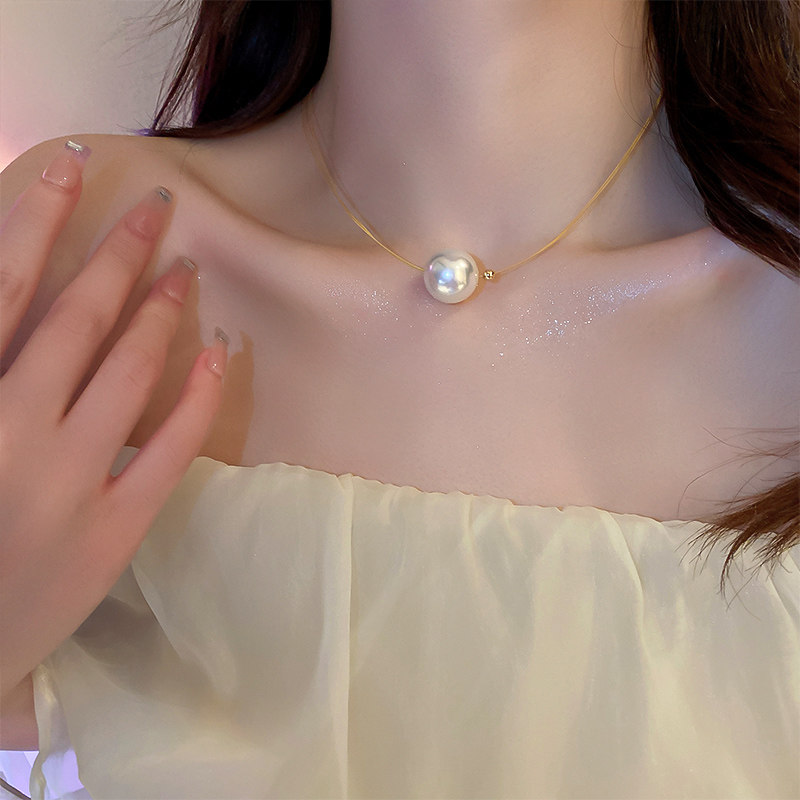 法式复古珍珠项链女夏季一大颗新款高级感气质轻奢锁骨链颈链潮,饰品/流行首饰/时尚饰品新,项链,淘宝优惠券,粉丝福利购,淘宝优惠卷