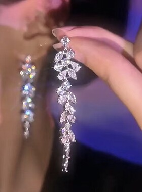 方圆脸流苏显瘦高级感锆石耳环女