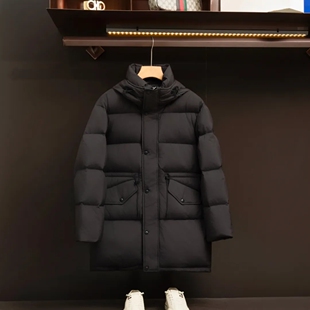 【商场品质!90白鸭绒】加厚蓬松!男士高端连帽冬季中长款羽绒服