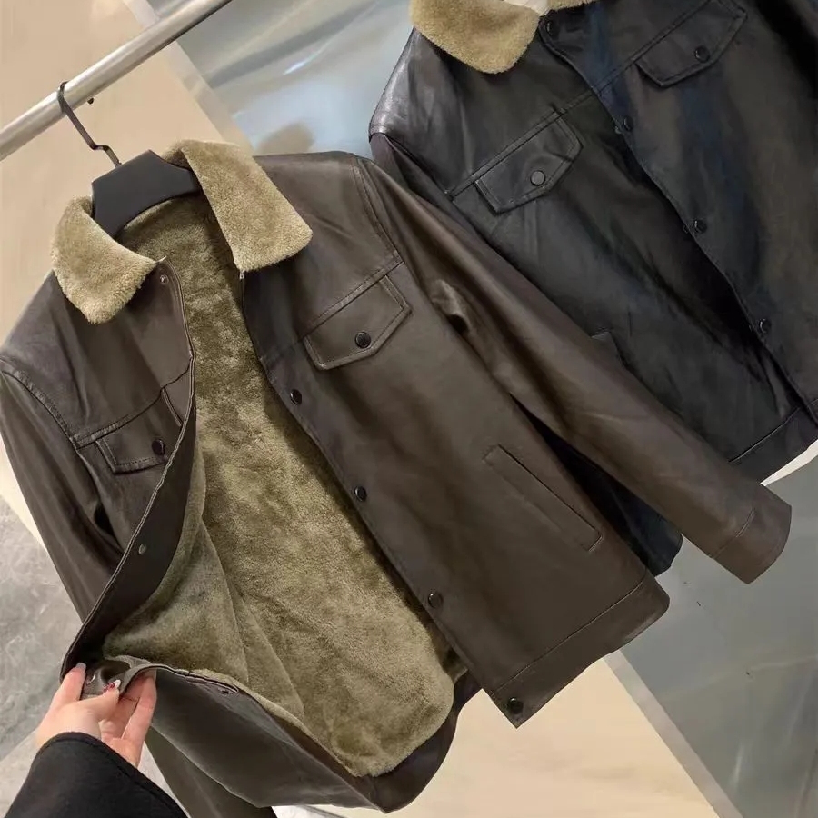 加绒保暖机车皮衣加厚夹克外套