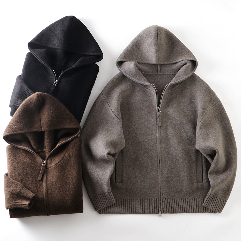 男士2025秋冬休闲连帽针织外套