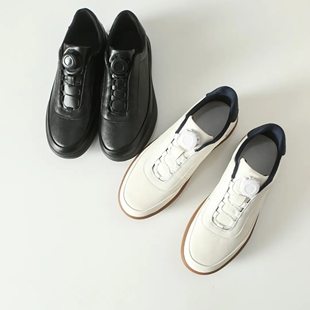 头层牛皮+橡胶鞋底+猪皮鞋垫！男旋转纽扣防滑复古德训运动休闲鞋