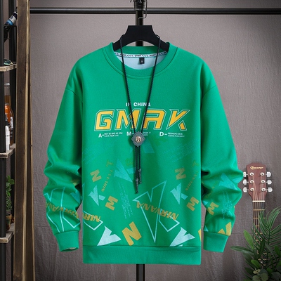 春秋季新款圆领卫衣男款宽松休闲百搭上衣青少年大童潮流帅气男装