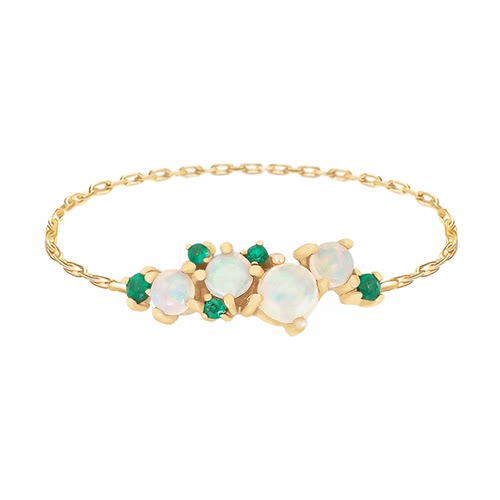 Yi Collection珠宝 14K  欧泊宝石群镶链式戒指