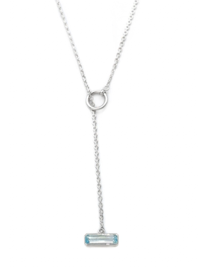 YI COLLECTION 珠宝 蓝色托帕石925纯银细项链