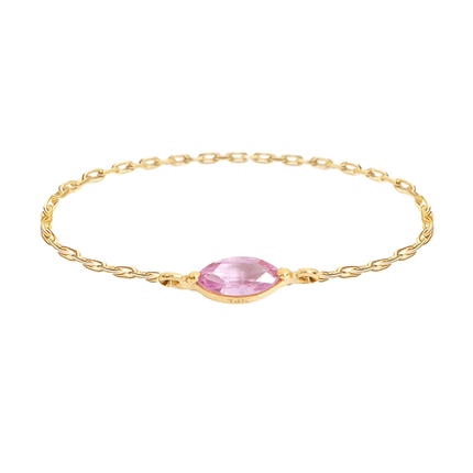 Yi Collection珠宝 14K 小巧粉色蓝宝石马眼链戒