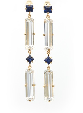 YI Collection珠宝 18K  神秘优雅 蓝宝石&白色托帕石层叠耳环