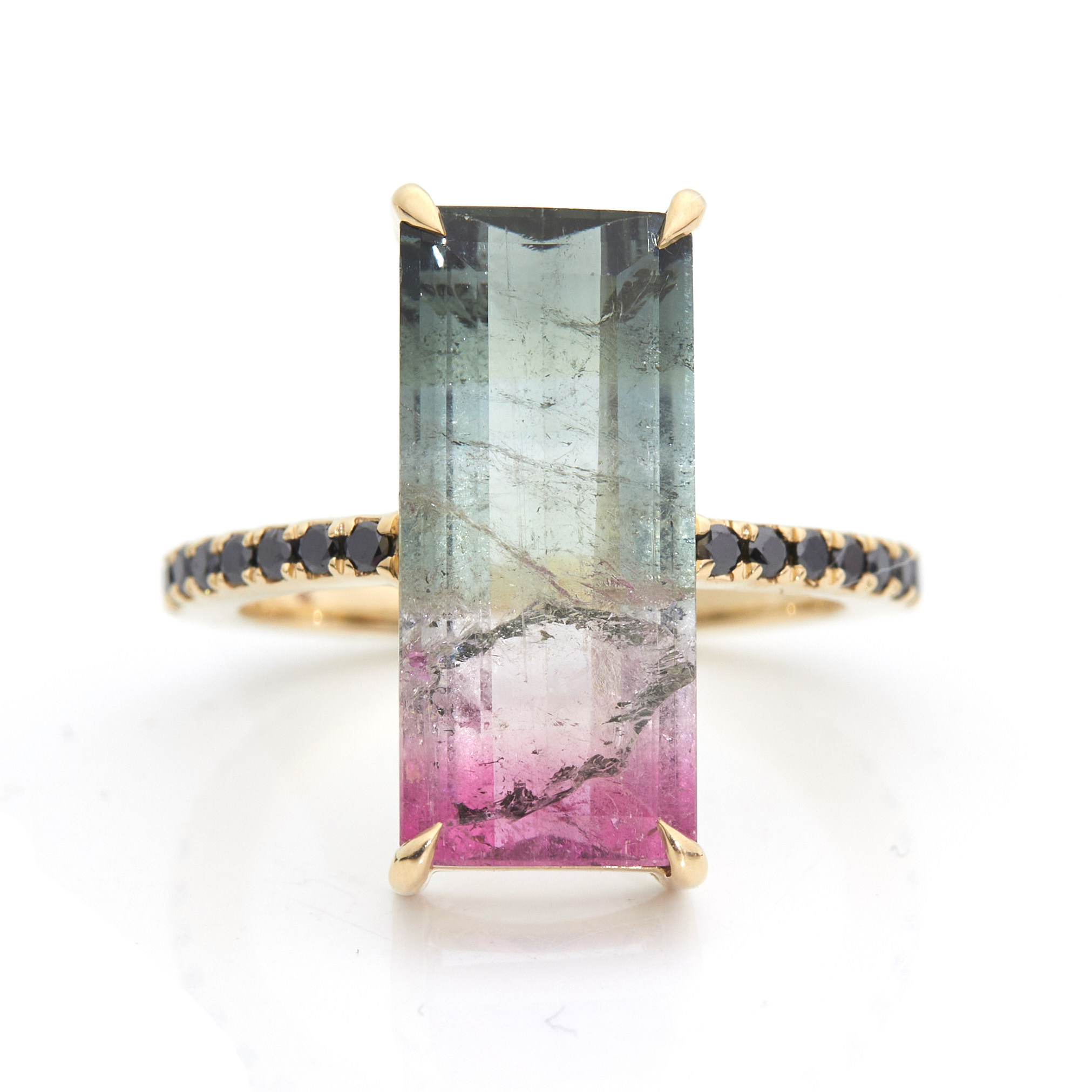 Yi Collection珠宝 18K 条形西瓜碧玺至尊守护戒指