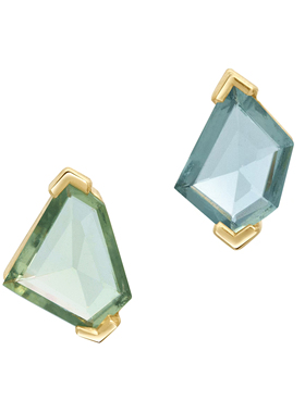 「几何秘境」斯里兰卡绿色蓝宝石 多边形耳钉 高定珠宝系列