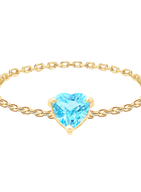 Yi Collection珠宝 14K 蓝色托帕石爱心至尊链戒