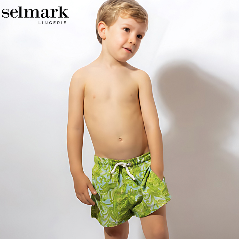 Selmark欧洲进口男宝泳裤男童夏季宽松速干度假泳池印花短裤BK391