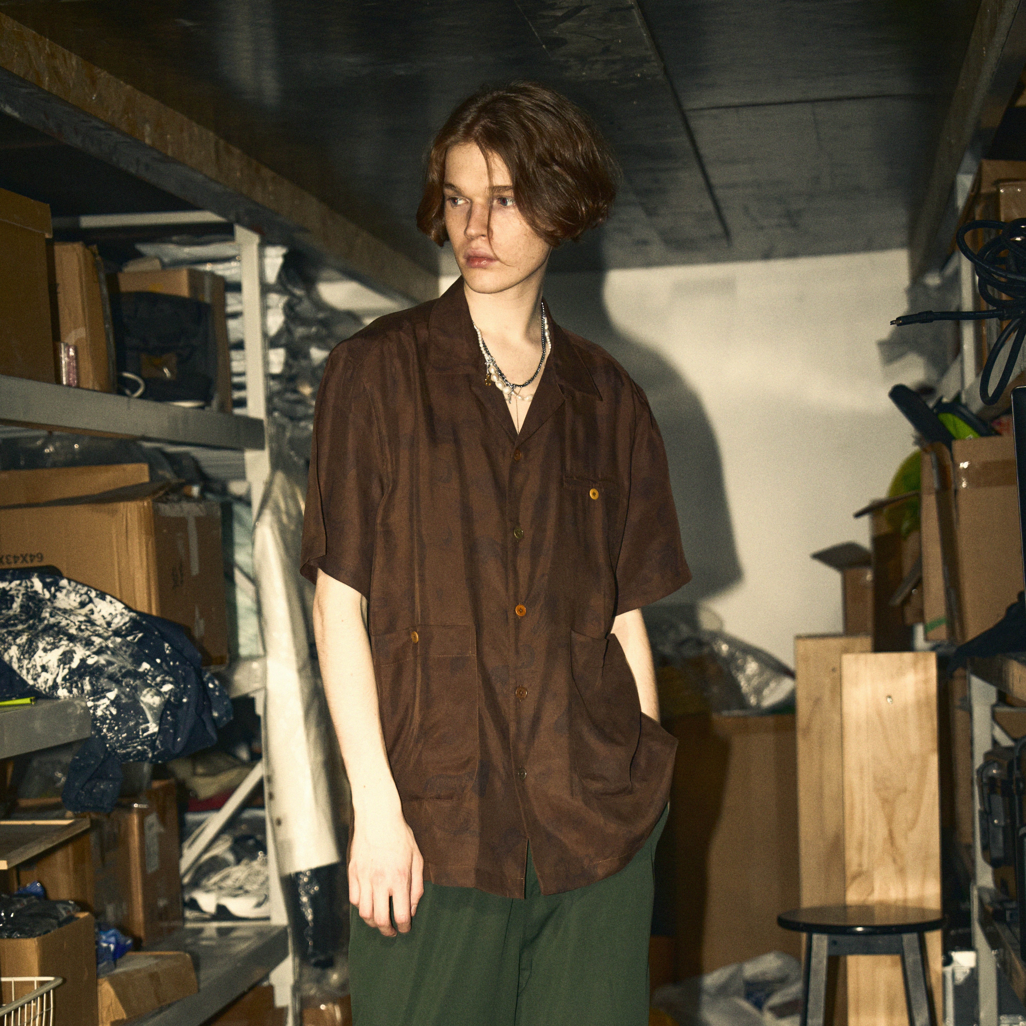 天丝古董印花短袖夏威夷衬衫