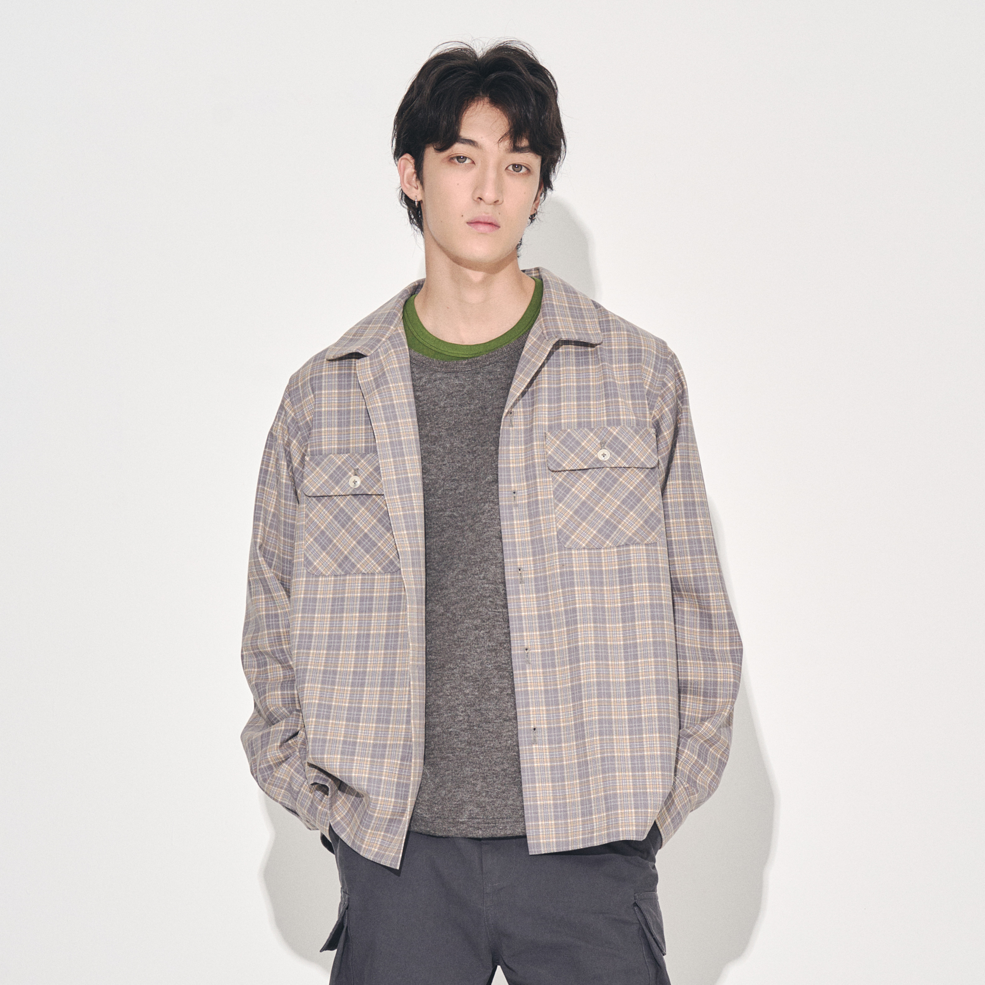 复古长袖衬衫羊毛外套