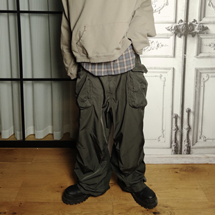 HUNTINGOLD拼接立体剪裁宽松休闲阔腿中古baggy工装 大口袋1533 裤